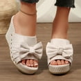 thumbnail image 1 of Miluxas Womens Platform Espadrilles Slip On Wedge Sandals Bow Tie Open Toe Slides Shoes Beige 9(42), 1 of 9