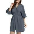 thumbnail image 1 of Miluxas Womens Robes , 100% Cotton Lightweight Robes 3/4 Sleeves Kimono Soft Loungewear Short Bathrobe Gray 10(XXL), 1 of 6