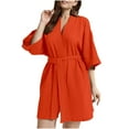 thumbnail image 1 of Miluxas Womens Robes , 100% Cotton Lightweight Robes 3/4 Sleeves Kimono Soft Loungewear Short Bathrobe Red 8(XL), 1 of 6