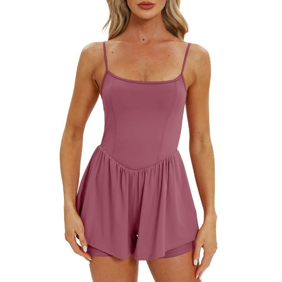 Miluxas Womens Rompers Jumpsuits Clearance Casual One Piece Unitard Bodysuits Sleeveless Workout Outfits Yoga Fashion Tank Top Pink 6(M)