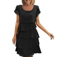 thumbnail image 1 of Miluxas Womens Ruffle Dress Boho Summer Fashion Tiered Layed Wedding Guest Cocktail Party Dress Black M(M), 1 of 6