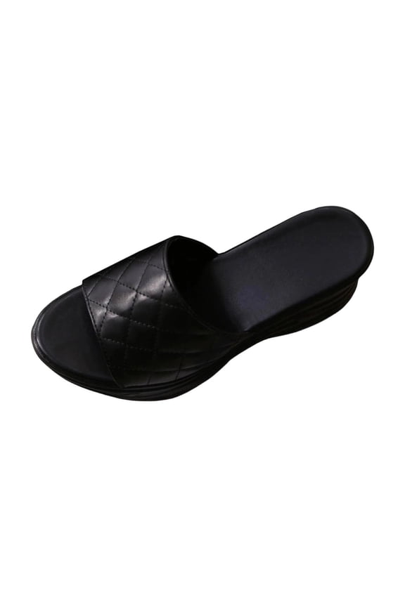 Womens Sandals with Comfortable Support,Ladies Open Toe Sport Slides Thick Cushion Reduces Stress on Feet,Joints & Back Post-Exercise Black 7.5(40)