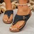 thumbnail image 1 of Miluxas Wedge Sandals for Women Summer Casual T Straps Clip Toe Flip Flops Lightweight Comfortable Ladies Beach Shoes Slides Black 7.5(40), 1 of 9