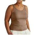 thumbnail image 1 of Miluxas Womens Scoop Neck Sleeveless Built-in Bra Slim Fitted Basic Tank Top Shirt Khaki XXL(XXL), 1 of 8