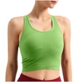 thumbnail image 1 of Miluxas Womens Seamless Ribbed Crop Tank Top Sleeveless High Neck Workout Sports Bra Racerback Yoga Training Tops Green, 1 of 9