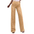 thumbnail image 1 of Miluxas Womens Sequin Pants Sparkly High Waisted Straight Leg Glitter Fashion Trousers Night Out Clubwear Gold 6(M), 1 of 5