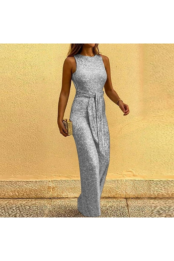 Womens Sequin Rhinestone Romper Long Sleeves Mesh See Through Jumpsuit Clubwear Bodysuit Silver 10(XL)
