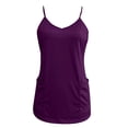thumbnail image 1 of Miluxas Womens Sleeveless Camisole with Pockets Spaghetti Strap V Neck Tunics Solid Casual Top Purple XXL(XXL), 1 of 2