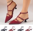 thumbnail image 1 of Miluxas Womens Slingback High Heels Strappy Closed Pointed Toe Pumps Ankle Strap Dress Shoes Wine 9.5(43), 1 of 9