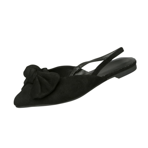 Miluxas Womens Slingback Low Block Heels Closed Pointed Toe Bow Ankle Strap Elegant Dressy Wedding Dress Shoes for Women Black 7.5(40)