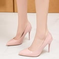 thumbnail image 1 of Miluxas Womens Slip On Pointed Toe Leather Dress Heels Bridal Stiletto High Heel Pumps Shoes Pink 9.5(43), 1 of 4