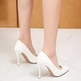 thumbnail image 1 of Miluxas Womens Slip On Pointed Toe Leather Dress Heels Bridal Stiletto High Heel Pumps Shoes White 6.5(38), 1 of 4