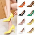 thumbnail image 1 of Miluxas Womens Slip On Pointed Toe Leather Dress Heels Bridal Stiletto High Heel Pumps Shoes Yellow 9.5(43), 1 of 4
