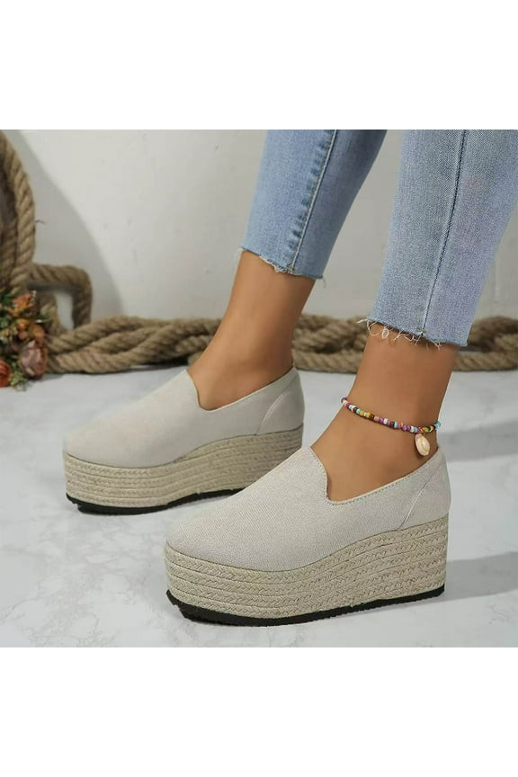 Womens Slip on Loafers Comfortable Thick Soft Platform Shoes Business Casual Walking Shoes White 11(42)