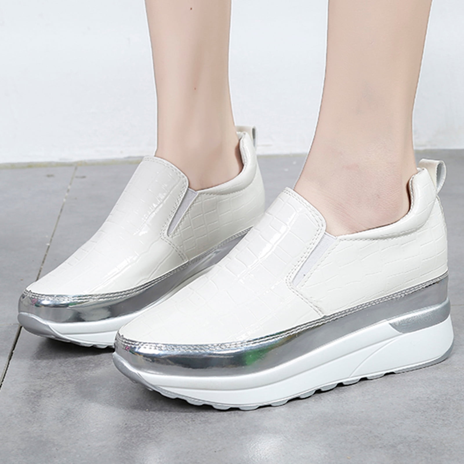 Women’s Solid-Color Retro Slip-On Platform Shoes main image 1