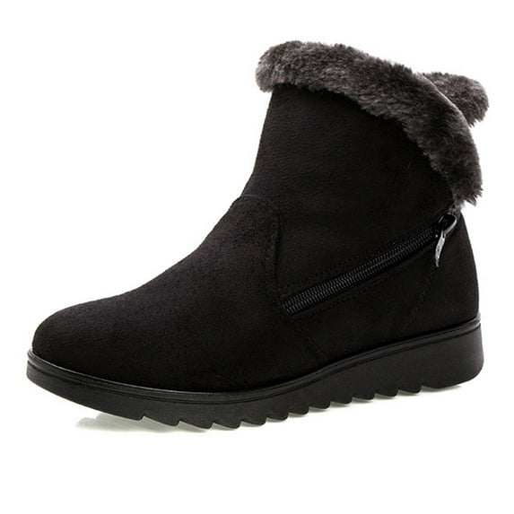Miluxas Womens Snow Boots Winter Shoes: Ankle Booties Warm Fleece Lined Non-Slip Boots for Women Black 4.5(35)