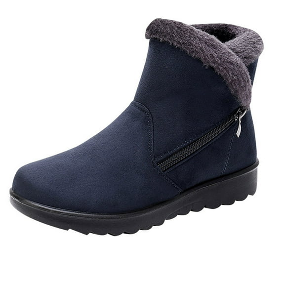 Miluxas Womens Snow Boots Winter Shoes: Ankle Booties Warm Fleece Lined Non-Slip Boots for Women Blue 5.5(36)