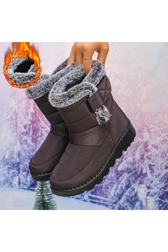 Womens Snow Boots Waterproof Leather Winter Warm Boots for Women Comfortable Platform Fashion Ankle Booties Brown 8.5(41)