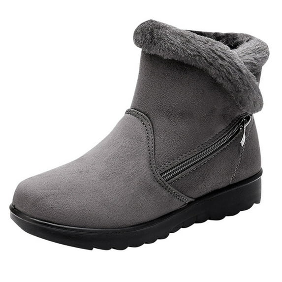 Miluxas Womens Snow Boots Winter Shoes: Ankle Booties Warm Fleece Lined Non-Slip Boots for Women Gray 6(37)