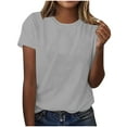 thumbnail image 1 of Miluxas Womens Solid T-Shirt Casual Basic Short Sleeve Crew Neck Tops Gray L(L), 1 of 4
