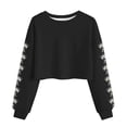 thumbnail image 1 of Miluxas Womens Spring Printed Crop Sweatshirt Floral Graphic Crewneck Long Sleeve Pullover Top Casual Going Out Streetwear Black, 1 of 5