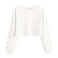 thumbnail image 1 of Miluxas Womens Spring Printed Crop Sweatshirt Floral Graphic Crewneck Long Sleeve Pullover Top Casual Going Out Streetwear White, 1 of 5