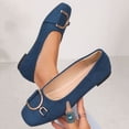 thumbnail image 1 of Miluxas Womens Square Toe Flats, Decorative Buckle Ballet Shoes, Soft Slip On Casual Flats, Low Heel Work Shoes for Women Navy 7(39), 1 of 9