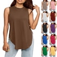 thumbnail image 1 of Miluxas Womens Summer Tank Tops Sleeveless Round Neck Casual Tops Loose Fit Basic Side Slit Tank Tops Yellow, 1 of 6