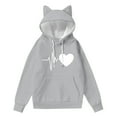 thumbnail image 1 of Miluxas Womens Sweatshirts Long Sleeve Cute Ears Hooded Pullover Warm Loose Fit with Pocket Fall and Winter Casual Tops Gray S(S), 1 of 4