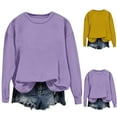 thumbnail image 1 of Miluxas Womens Sweatshirts Loose Crew Neck Solid Color Casual Long Sleeve Pullover Tops Purple XL(XL), 1 of 6