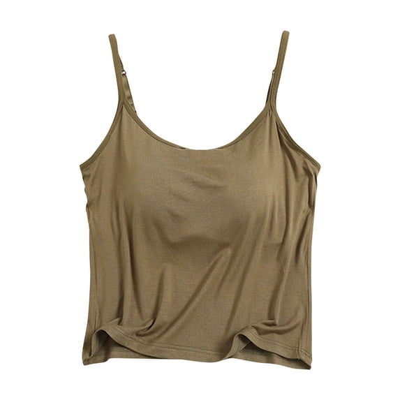 Miluxas Womens Tank Tops with Built in Bras Adjustable Spaghetti Strap Camisole Tops Workout Shelf Bra Tank Tops Basic Undershirts
