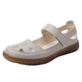thumbnail image 1 of Miluxas Womens Wedges Flats Shoes, Breathable Solid Color Comfort Round Toe Low Heel Slip-on Light Weight Walking Shoes Gray 6(37), 1 of 9