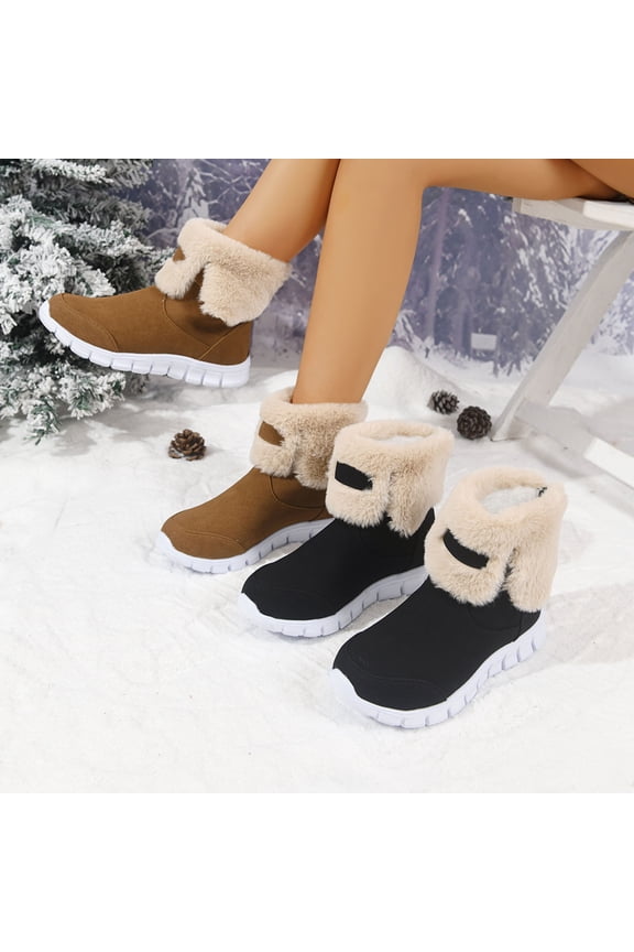 Womens Winter Boots Snow Boots Ankle Booties Fuzzy Warm Platform Short Boots for Women Slip on Boots Brown 9.5(43)