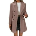 thumbnail image 1 of Miluxas Womens Winter Coats Lapel Double Breasted Mid Long Wool Pea Coat Overcoat Fashion Outfits Pink XXL(XXL), 1 of 9