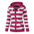 thumbnail image 1 of Miluxas Womens Zip up Hoodies Casual Oversized Striped Hoodies Sweatshirts Plain Zipper Classic Hooded Jackets with Pockets Hot Pink S(S), 1 of 4
