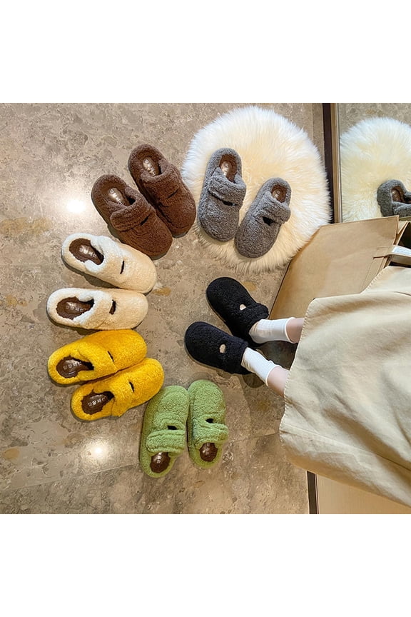 Womens and Mens Fuzzy Sherpa Slippers with Memory Foam, Cozy Clog House Shoes for Indoor Yellow 7.5(40)