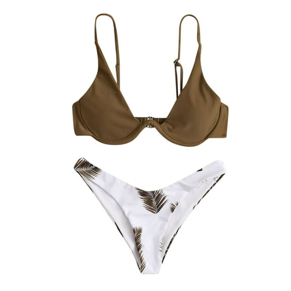 Womens swimsuits ,Women Floral Print Bikini Set Push-Up Swimsuit Beachwear Padded Swimwear Multicolor S(S)