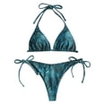 thumbnail image 1 of Miluxas Womens swimsuits ,Women Snake Skin High Cut V Neck Two Pieces Bikini Swimwear Swimsuit Beachwear Blue M(M), 1 of 9