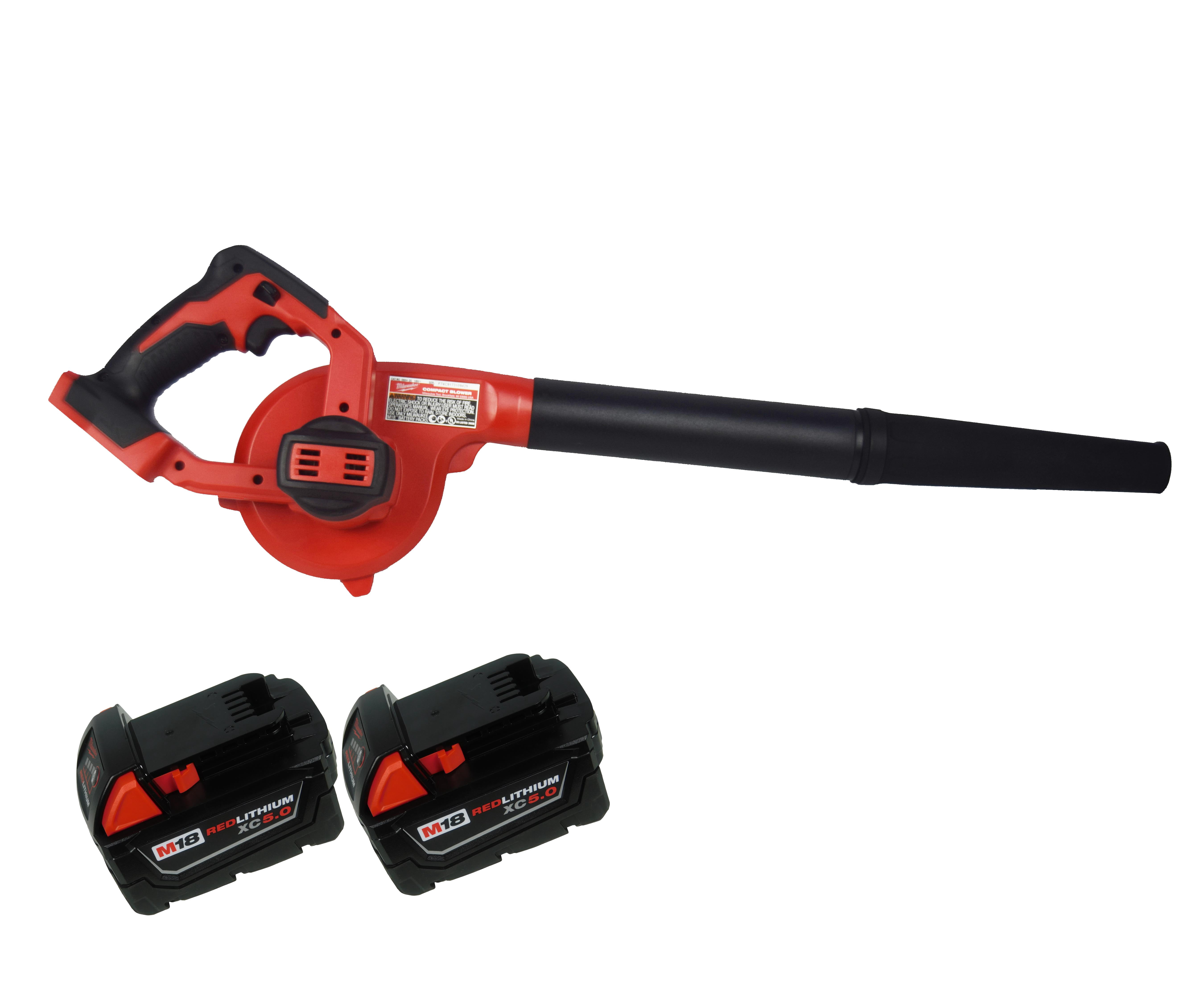 Milwaukee 0884-20 18V Cordless Handheld Blower with (2) 5.0Ah Batteries ...