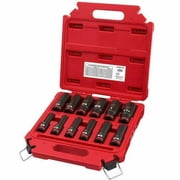Milwaukee Tool 12 Piece SHOCKWAVE Socket Set, Impact Duty 1/2 in Drive, SAE, Deep Well 6 Point Socket Set
