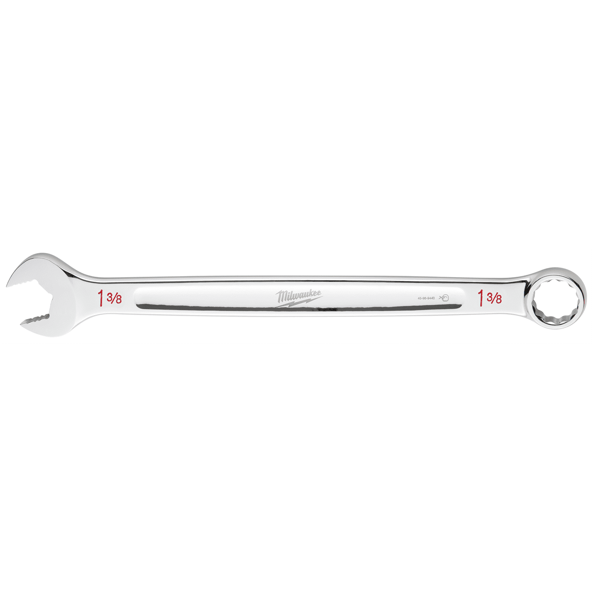Milwaukee Tool 1-3/8" SAE Combination Wrench, 12-Point, Steel, Chrome, Ergonomic, I-Beam Handle