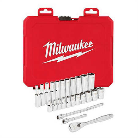 product image of Milwaukee Tool 1/4" Drive 26pc Ratchet & Socket Set - SAE
