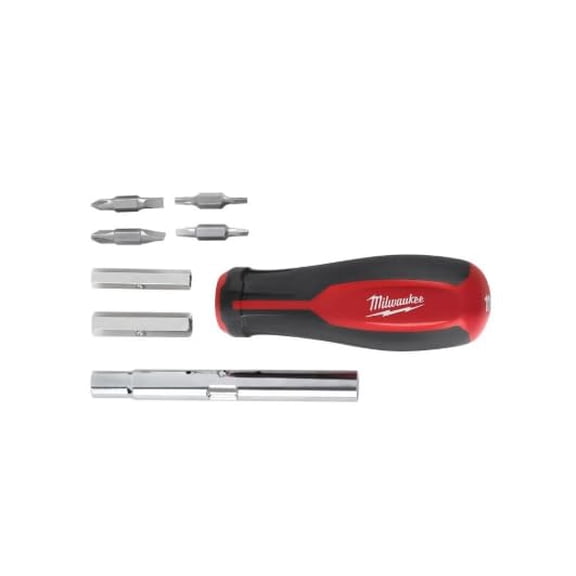 Milwaukee 11-in-1 Multi-Tip Screwdriver with Square Drive Bits and 13-in-1 Multi-Tip Cushion Grip Screwdriver Sets (48-22-2880-2761), Red (48-22-2302-2880-2761)