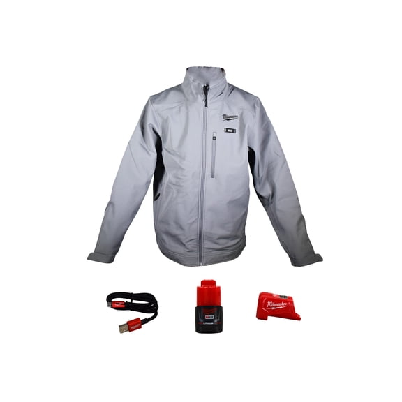 Milwaukee 204G-21M M12 Lithium-Ion Toughshell Gray Heated Jacket Kit with Battery (Medium)