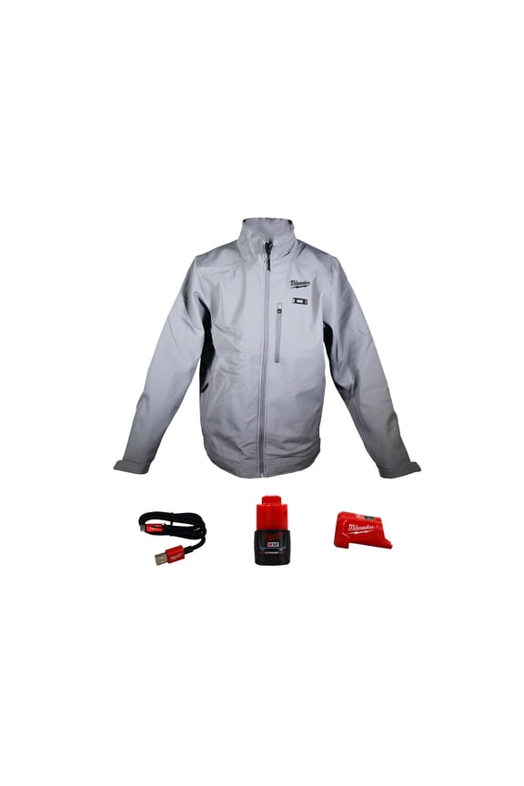 204G-21M M12 Lithium-Ion Toughshell Gray Heated Jacket Kit with Battery (Medium)