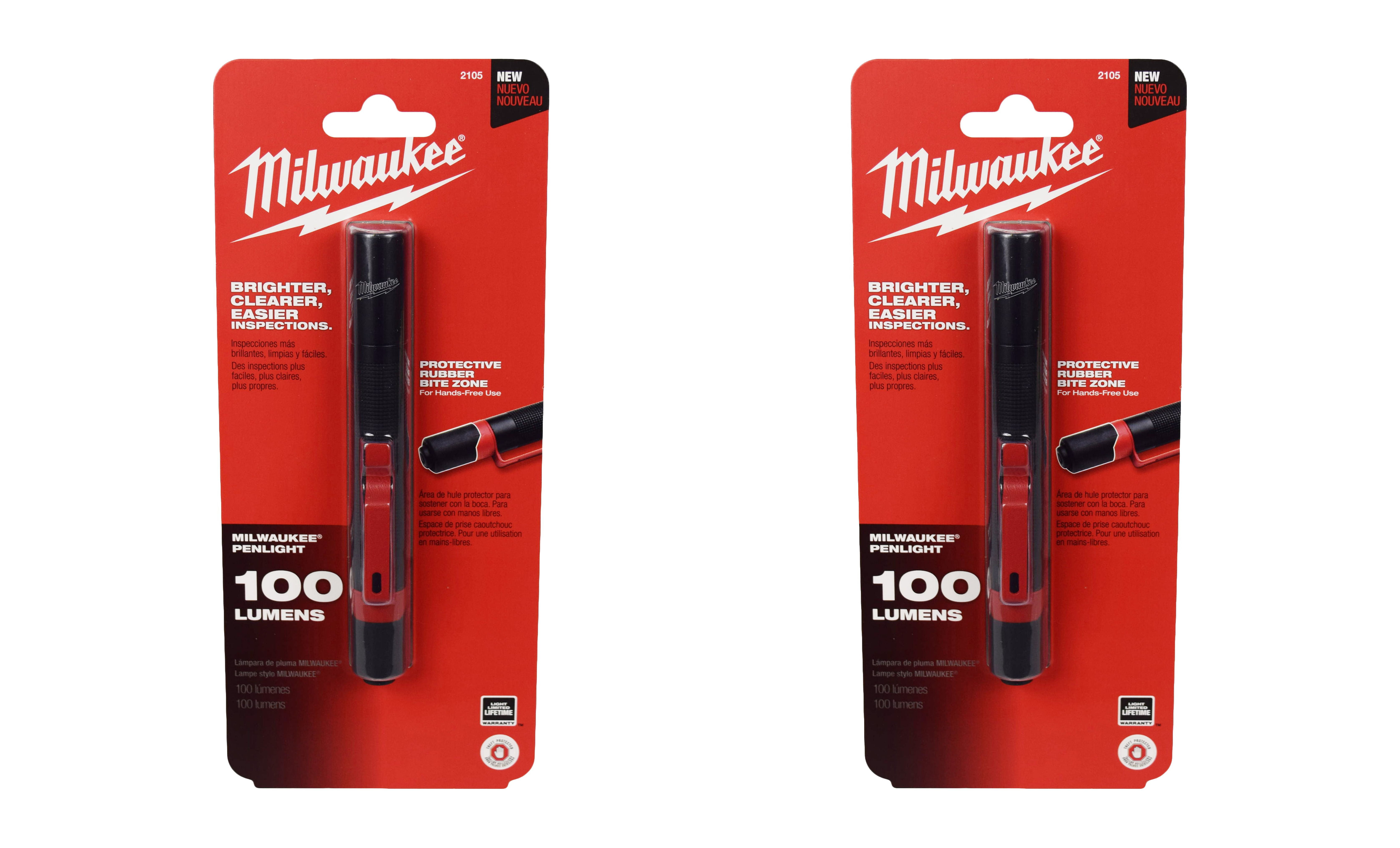 Milwaukee 2105 100 Lumens Aluminum Pen Light with Clip 2 Pack