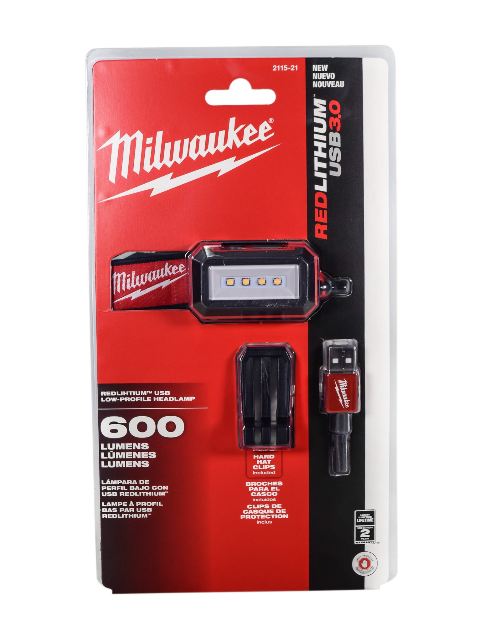 Milwaukee 600 Lumens LED REDLITHIUM USB Low-Profile Hard Hat Headlamp  2115-21 - The Home Depot
