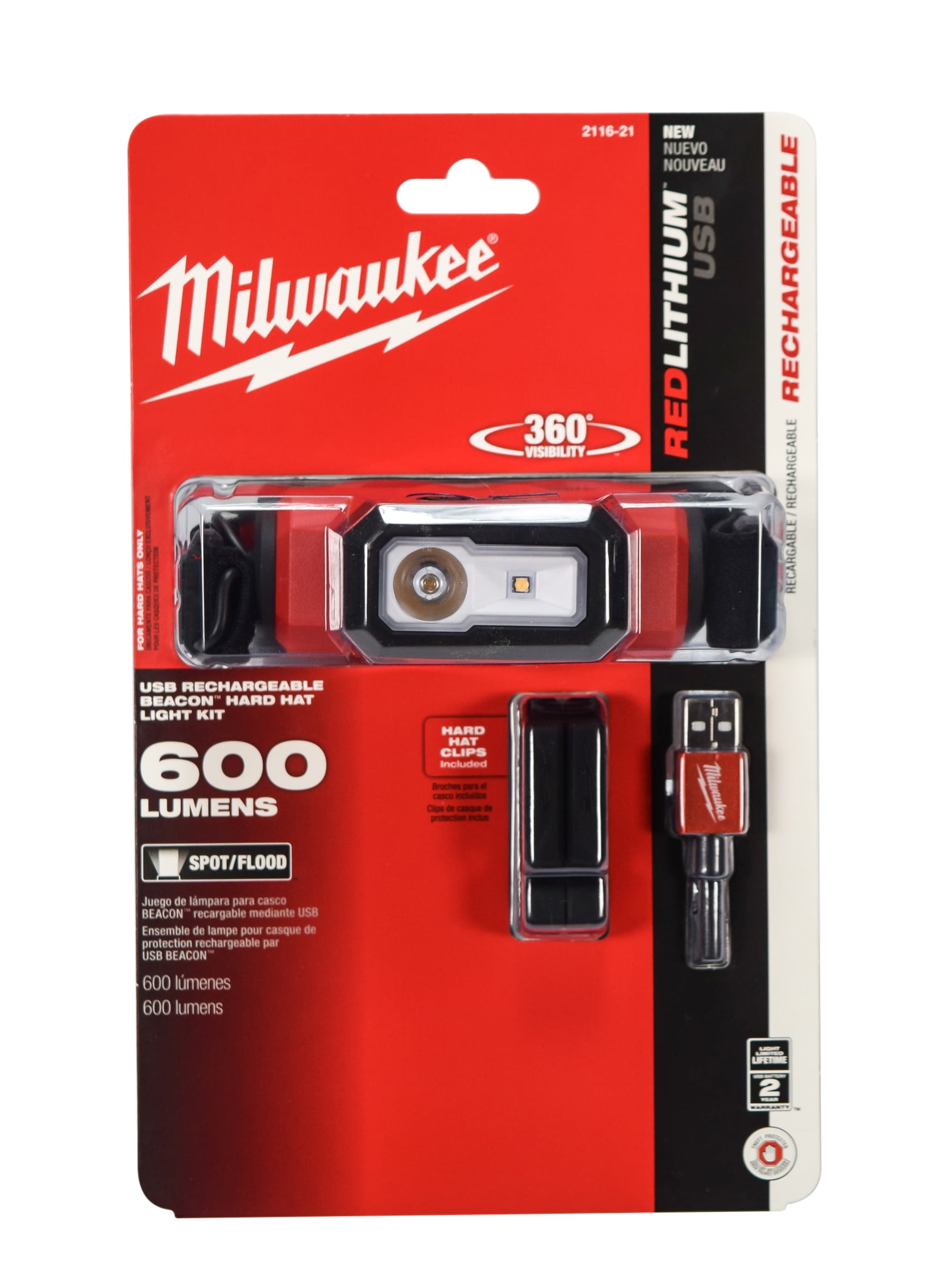 Milwaukee 600 Lumens LED REDLITHIUM USB Low-Profile Hard Hat Headlamp & 550  Lumens LED USB Pivoting Flood Light (2-Pack) 2115-21-2114-21X - The Home  Depot