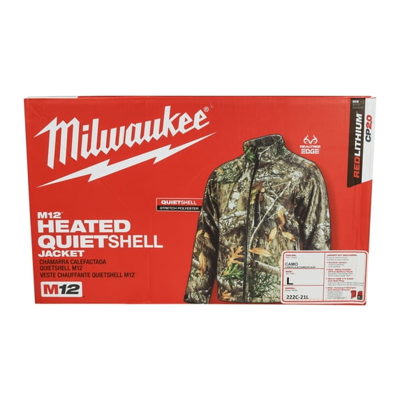 Milwaukee 222C-21L M12 Heated QuietShell Jacket Kit w/ Battery Large/Realtree