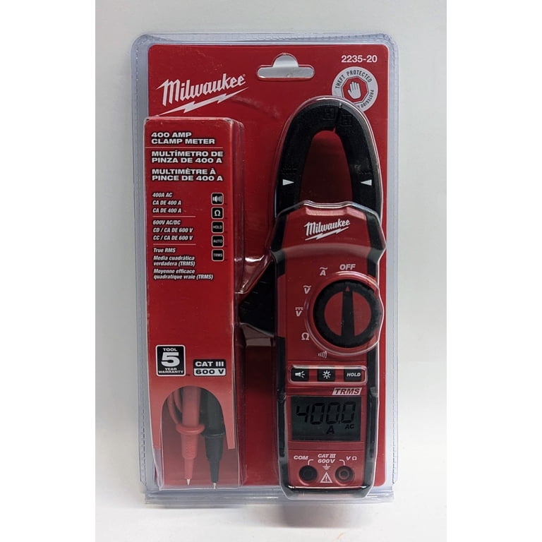 Milwaukee, Clamp Meter, 2235-20 400 Amp, Includes Test Lead Set